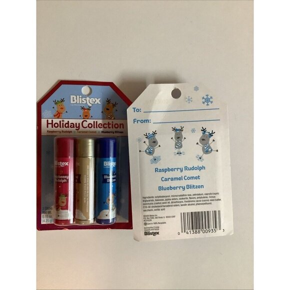 Blistex Holiday Collection Lip Balm Moisturizer Raspberry Caramel Blueberry - Picture 1 of 1